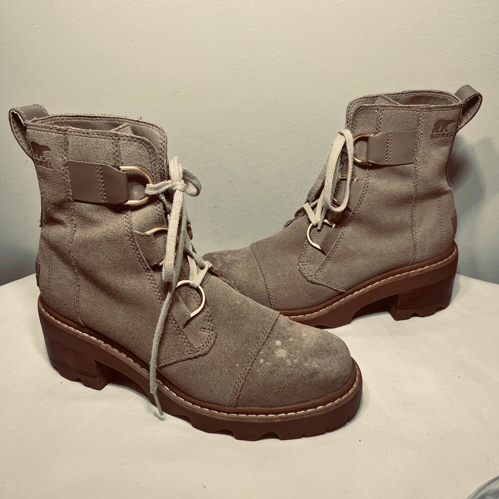 Sorel Taupe Suede Lace-Up Ankle Boots